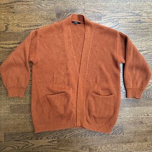 Quince 100% Organic Cotton Oversized Cardigan - rust